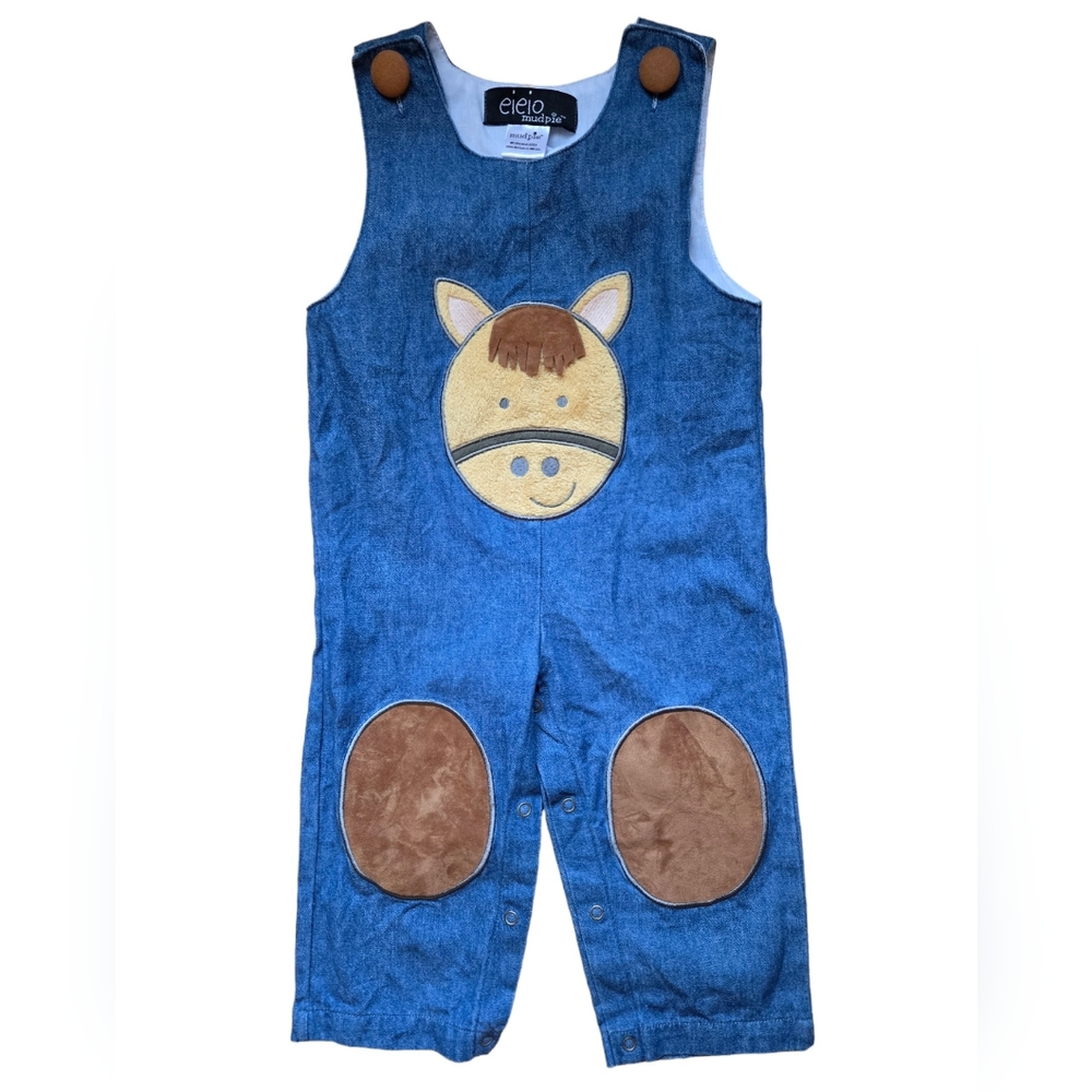 Mudpie eieio denim country western horse equestrian overall jumper
